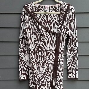 Avalanche Brown & White Cotton Blend Cardigan Hoodie size Medium
